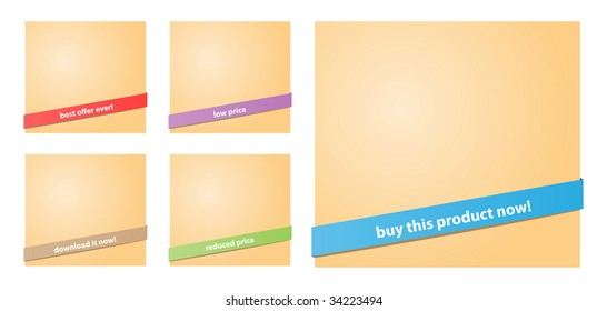 set of shopping stickers