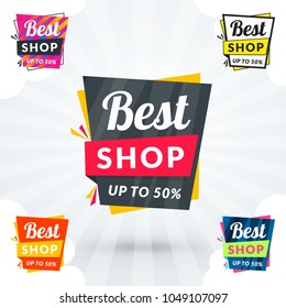 Set of shopping stickers and banners. Vector illustration