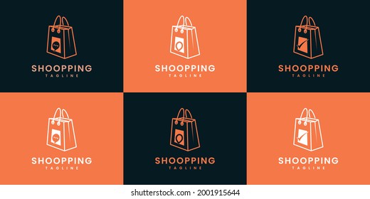 Set of shopping store logo design collection