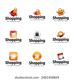 Conjunto de Vector de diseño de logotipo de tienda de compras