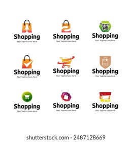 Set of Shopping store logo design vector