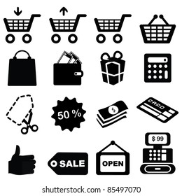 Set of shopping symbols icons-Silhouettes