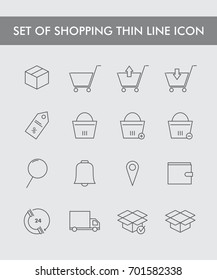 Set Of Shopping Thin Line Icon