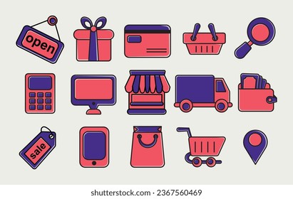 Set von Shopping-Vektorsymbol