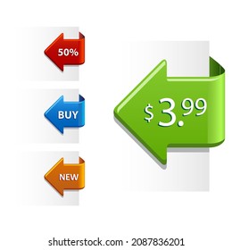 Set of short arrows with text. - Colored title for promotion and sale. - Vector Design Element.