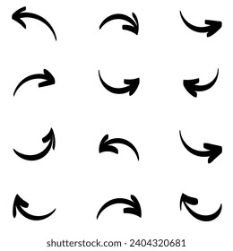 Set of Short Black Vector Arrows for Design