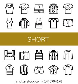 Set of short icons such as Sleeveless shirt, Shirt, Shorts, Polo shirt, Short, Hydrotherapy, Pant , short
