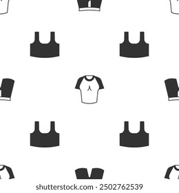 Set Short or pants, T-shirt and Undershirt on seamless pattern. Vector