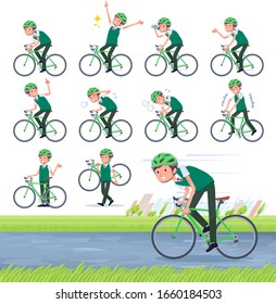 A set of short sleeve schoolboy on a road bike.There is an action that is enjoying.It's vector art so it's easy to edit.
