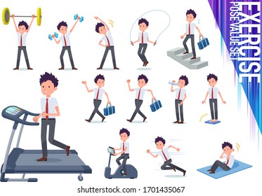 A set of short sleeve schoolboy on exercise and sports.There are various actions to move the body healthy.It's vector art so it's easy to edit.
