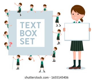 A set of Short sleeved school girl with a message board.Since each is divided, you can move it freely.It's vector art so it's easy to edit.
