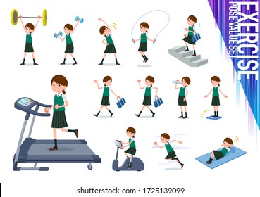 A set of Short sleeved school girl on exercise and sports.There are various actions to move the body healthy.It's vector art so it's easy to edit.
