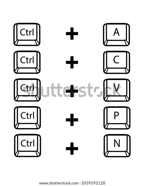 Set Shortcut Key Select All Copy Stock Vector (Royalty Free) 2039592128 ...