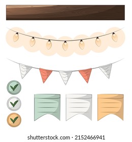 conjunto de accesos rápidos, conjunto de accesos directos para bloc de notas, accesos directos para tareas, conjunto de iconos con marcas, establecido para diario	