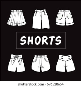 set of shorts hand drawn illustrations vector