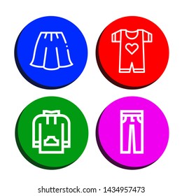 Set of shorts icons such as Skirt, Baby clothes, Sweatshirt, Jeans , shorts