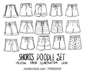 Set of Shorts illustration Hand drawn doodle Sketch line vector