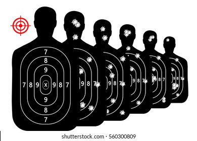 Set Shot Target Shooting Range Background Vector Bullet Holes