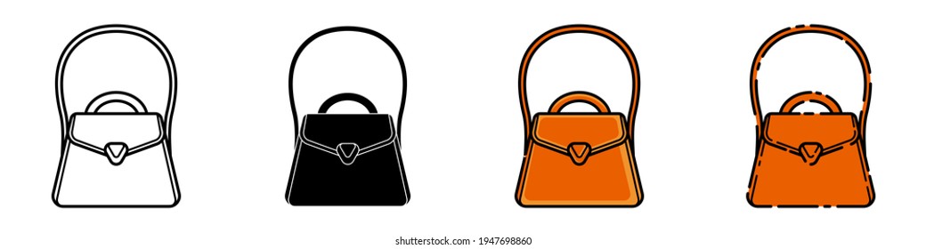 Set of Shoulder bag icon design template