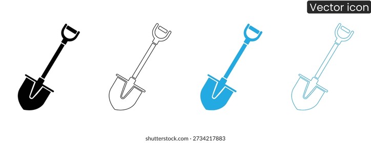 Conjunto de iconos de pala en diferentes estilos y colores para diversos usos