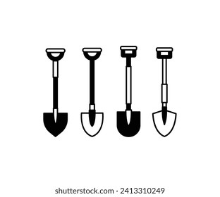 set of shovel icons simple vector design template illustration collections