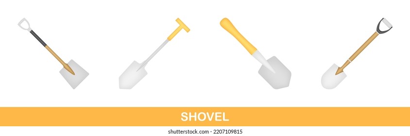 Set of Shovel isolated on white background