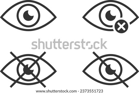 Set show password icon, eye symbol. Vector vision hide from watch icon. Secret view web design element.