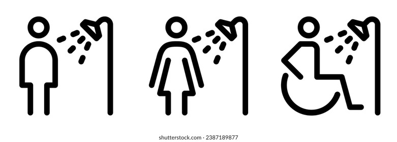 Set of shower room line icons