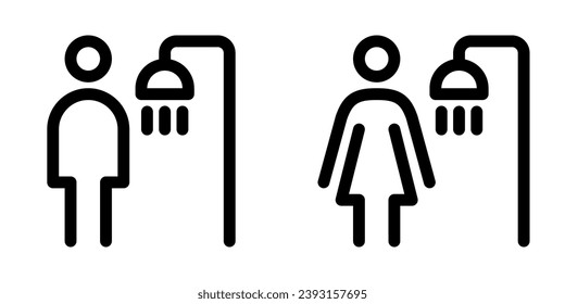 Set of shower room line icons