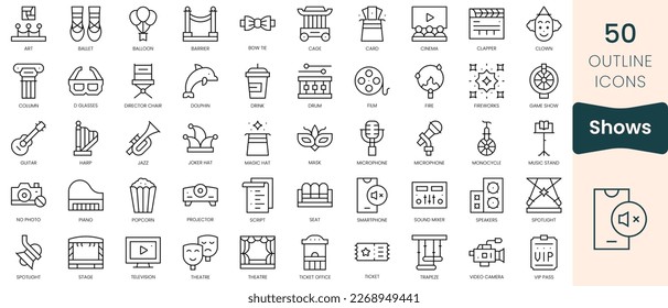 Set of shows icons. Thin linear style icons Pack. Vector Illustration