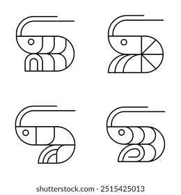 Set of Shrimp logo. Icon design. Template elements