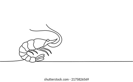 Set of Shrimp one line continuous drawing. Shrimp continuous one line set illustration. Vector minimalist linear illustration.