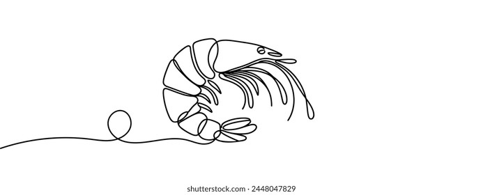 Set of Shrimp one line continuous drawing. Shrimp continuous one line set illustration. Vector minimalist linear illustration.