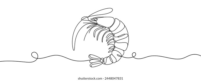 Set of Shrimp one line continuous drawing. Shrimp continuous one line set illustration. Vector minimalist linear illustration.