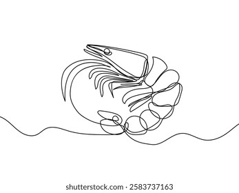 Set of Shrimp one line continuous drawing. Shrimp continuous one line set illustration. Vector minimalist linear illustration.