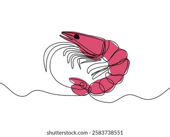 Set of Shrimp one line continuous drawing. Shrimp continuous one line set illustration. Vector minimalist linear illustration.