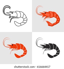 Set of shrimp vector icons