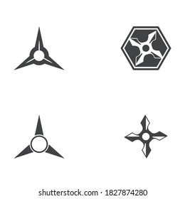 Establecer diseño plano vectorial de la ilustración de icono Shuriken