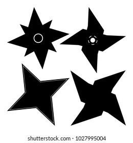 Set of shurikens on a white background. Vector art.