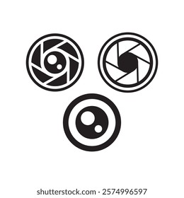 Set of Shutter camera aperture lens icon. Vector shutter aperture logo photography.