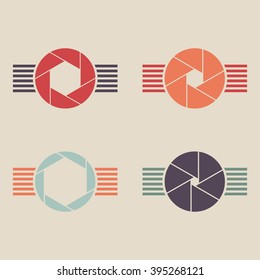 Set of shutter icon sign with stripes. Vector illustration.