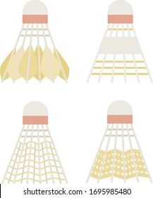 Set with shuttlecocks for big tennis, badminton tournament. Sports equipment, competitions, hobbies, physical culture, healthy lifestyle. Flat vector illustration.