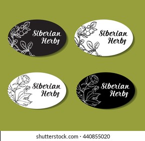 A set of Siberian herb labels