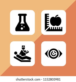 set with sick, diet, eye and flask vector icons for web and mobile app