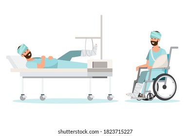 set of sick man in different character. vector illustration cartoon character flat style