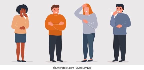 Set Sick People Men Women Have Stock Vector (Royalty Free) 2208159125 ...