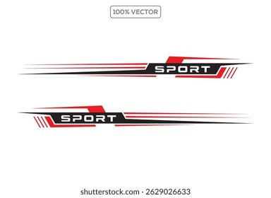 set of Side car body vector stripes decal. Vehicle vector decal stripes for the both parts. vector illustration element pack