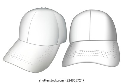 	
Set of side and front White sports baseball cap without logo and text, for designing advertising and logos