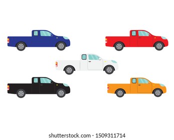 Set of side pickup truck on white background,vector illustration