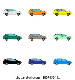 Set of side suv on white background